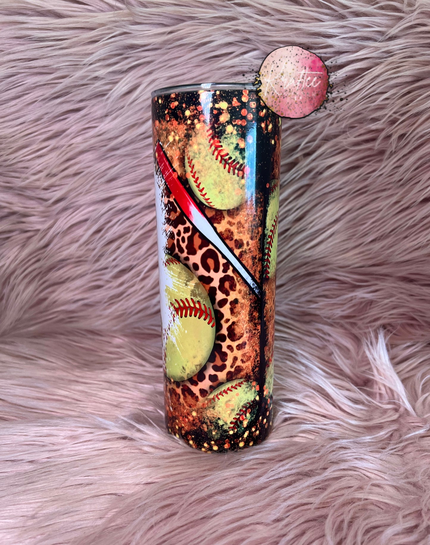 Softball Grandma Life Messy Bun 20oz Skinny Tumbler