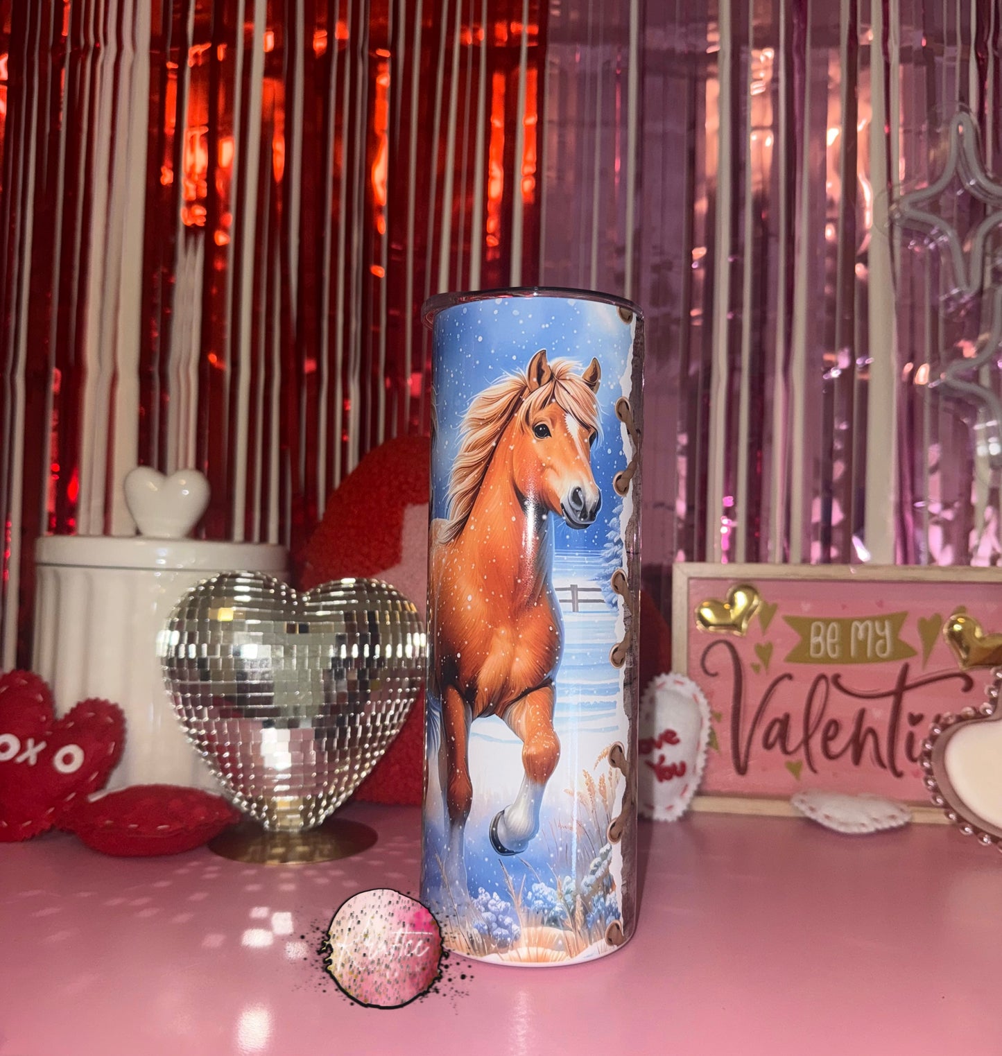 Winter Horses 20oz Skinny Tumbler