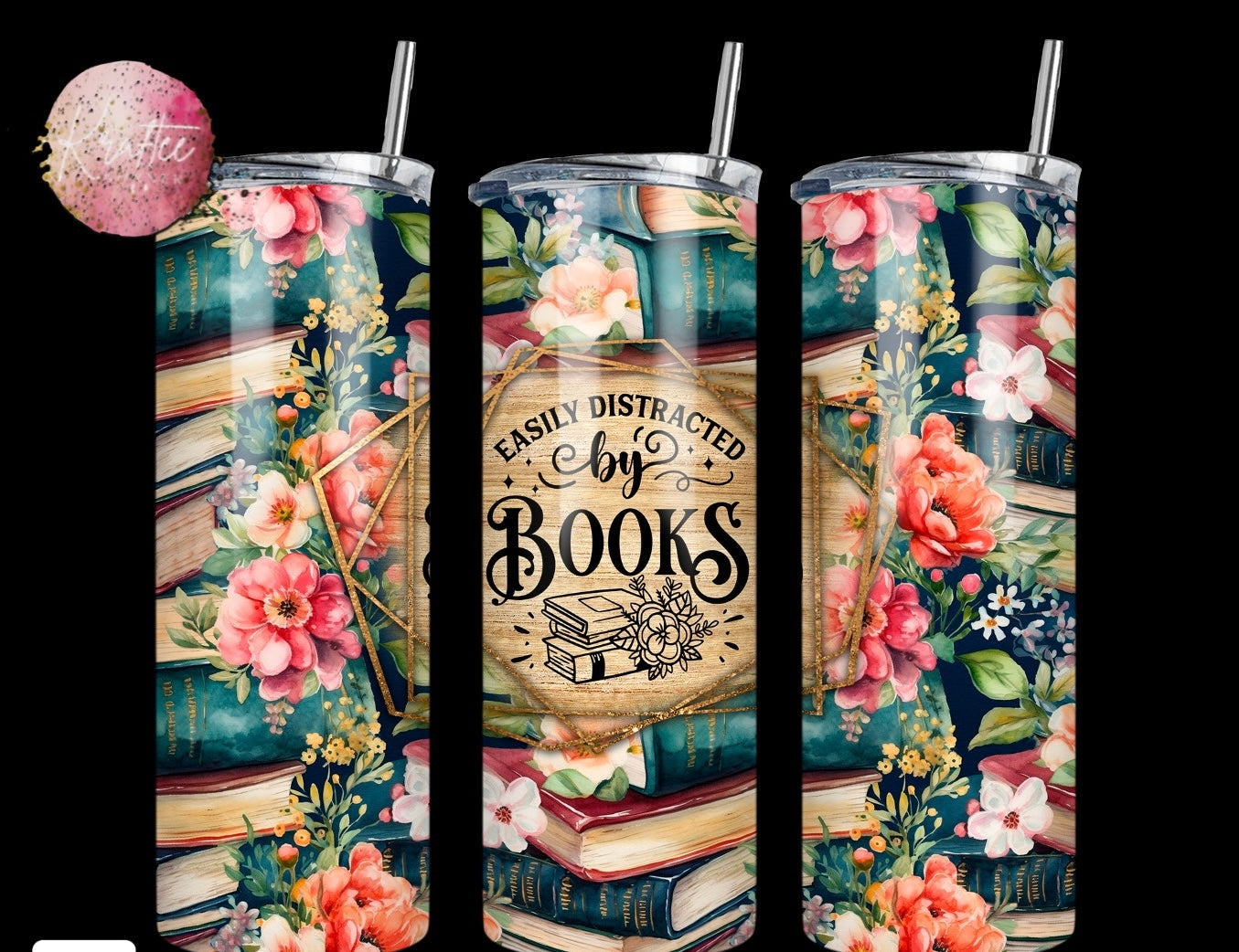 Easily Distracted By Books 20oz Skinny Tumbler