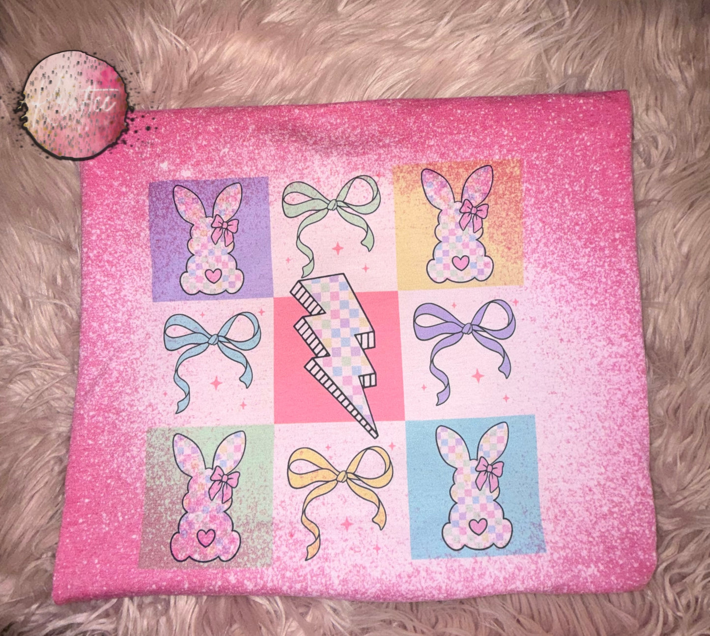 Checkered Bunny Coquette Bleached T-shirt