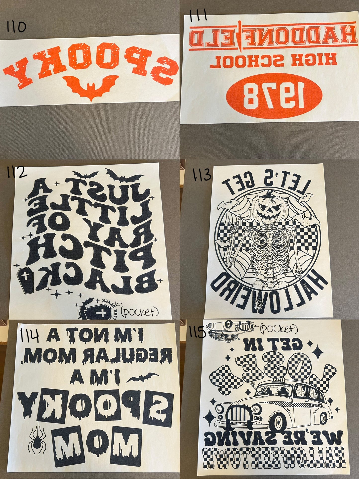 Create Your Own T-shirt - Single Color Prints Halloween / Fall
