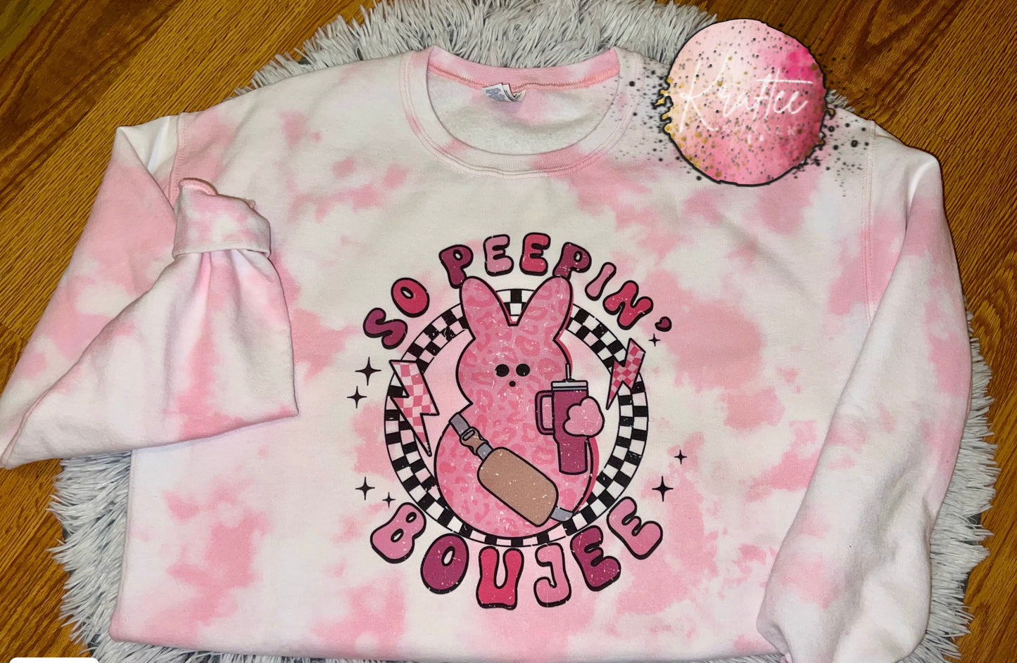 So Peepin Boujee Bleached Crewneck Sweatshirt