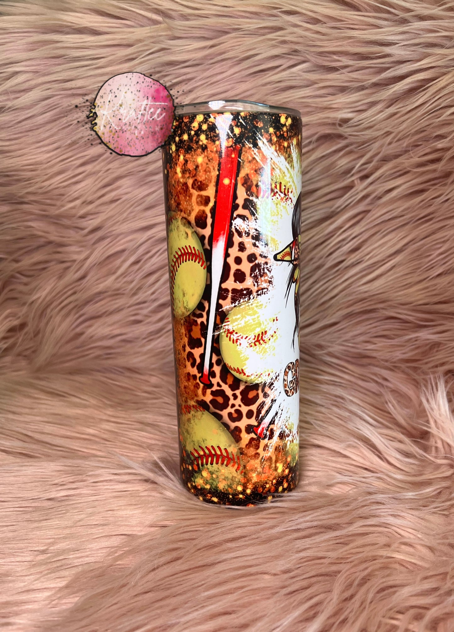 Softball Grandma Life Messy Bun 20oz Skinny Tumbler