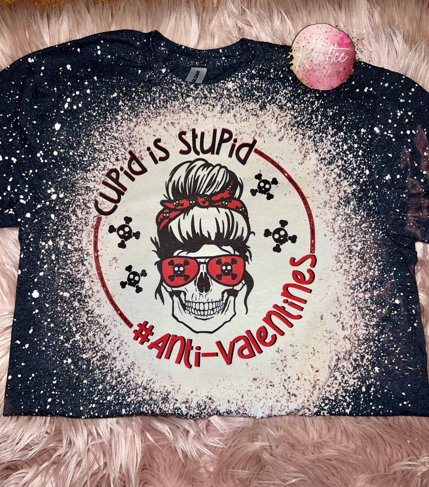 Cupid Is Stupid Messy Bun Bleached Adult Unisex T-shirt