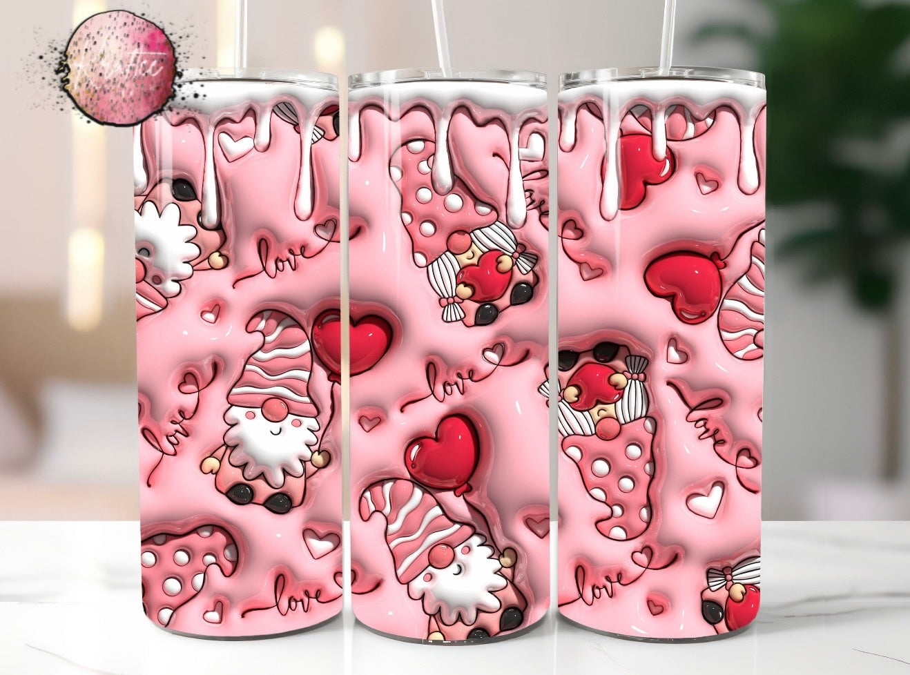 Valentine Drip Gnomes 20oz Skinny Tumbler