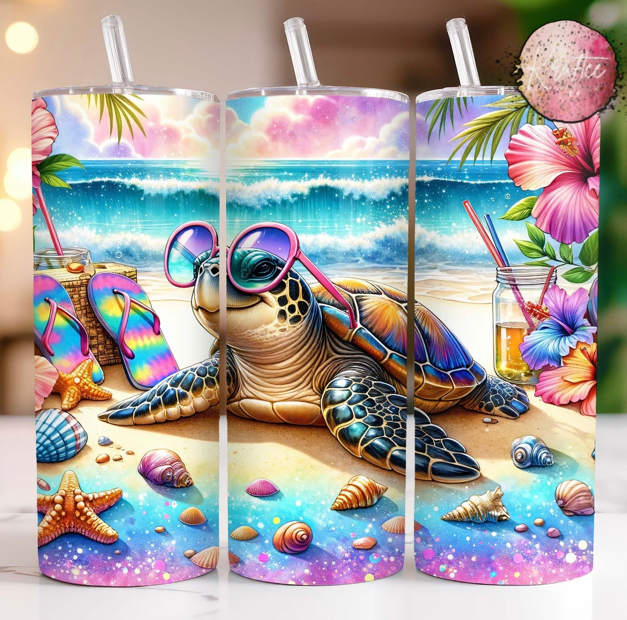 Beach Turtle 20oz Skinny Tumbler