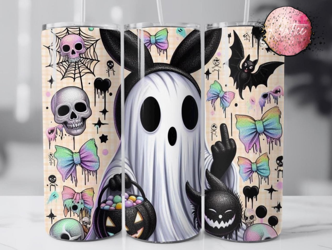 Spooky Cute Ghost Middle Finger 20oz Skinny Tumbler
