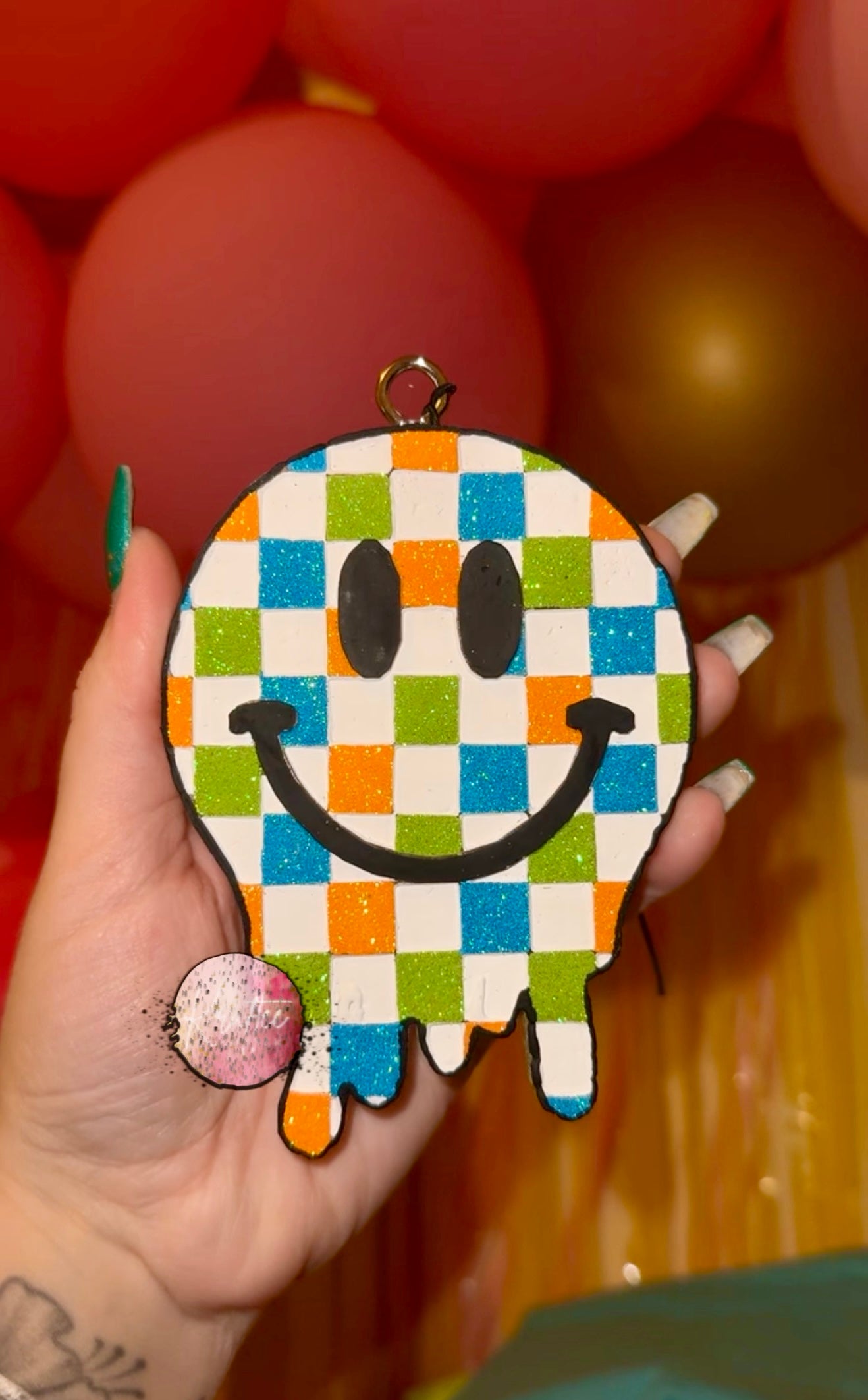 Checkered Smiley Car Freshie