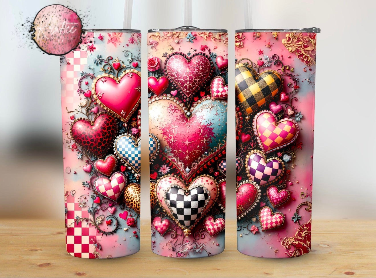 Vintage Hearts 20oz Skinny Tumbler