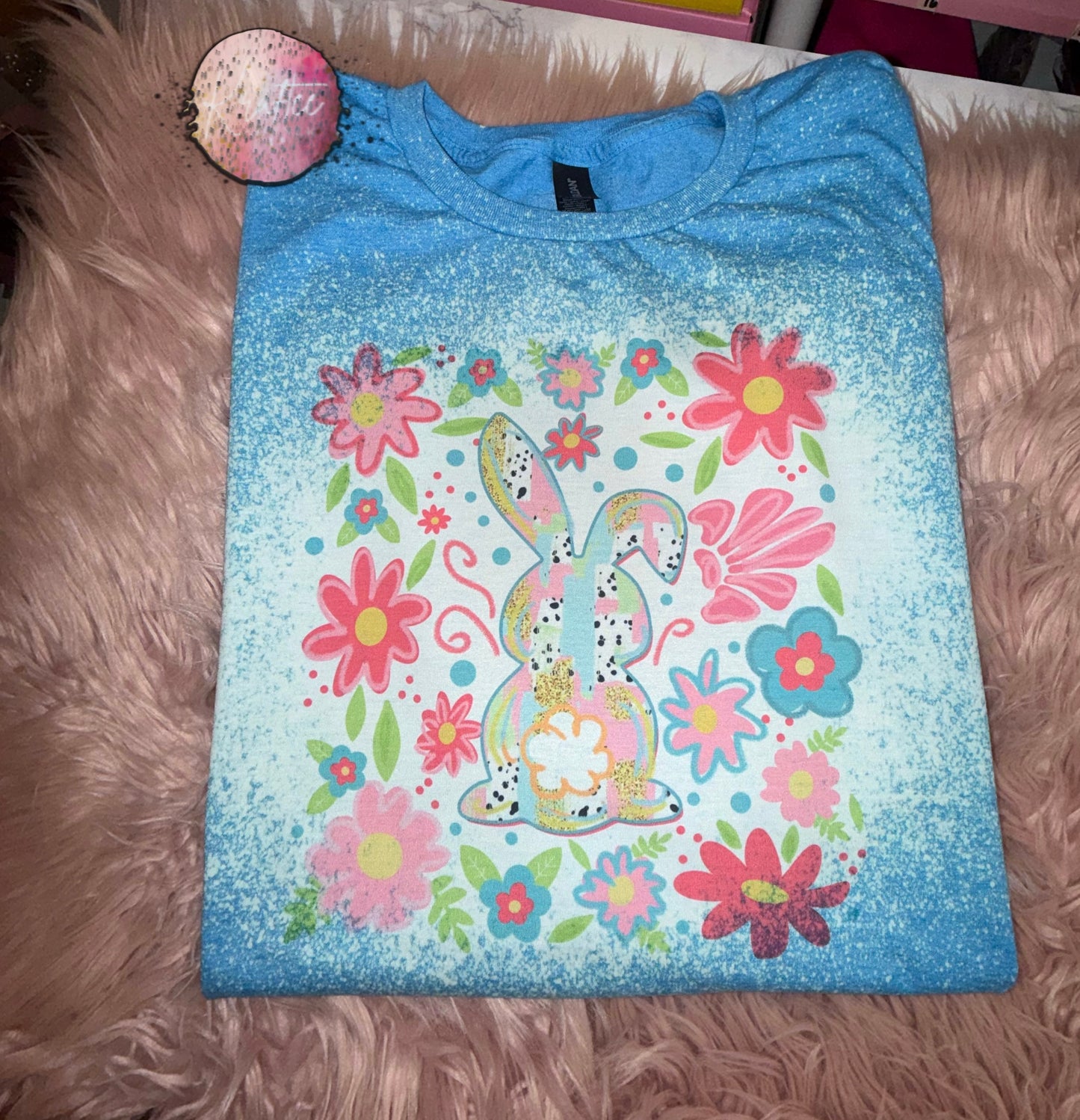 Floral Bunny Bleached T-shirt