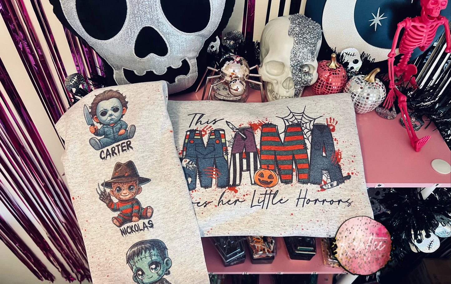 Custom Horror Mama Crewneck Sweatshirt