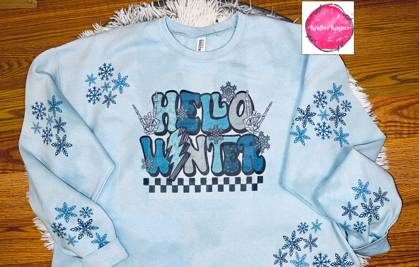 Hello Winter Adult Unisex Crewneck Sweatshirt