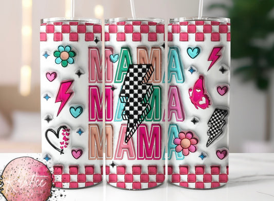 Mama Checkered Bolt 20oz Skinny Tumbler