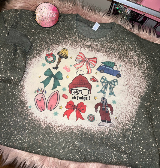 Christmas Story Bows Bleached Unisex Crewneck Sweatshirt