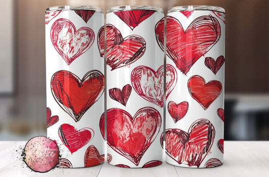 Doodle Hearts 20oz Skinny Tumbler