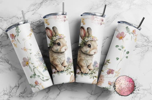 Floral Bunny 20oz Skinny Tumbler