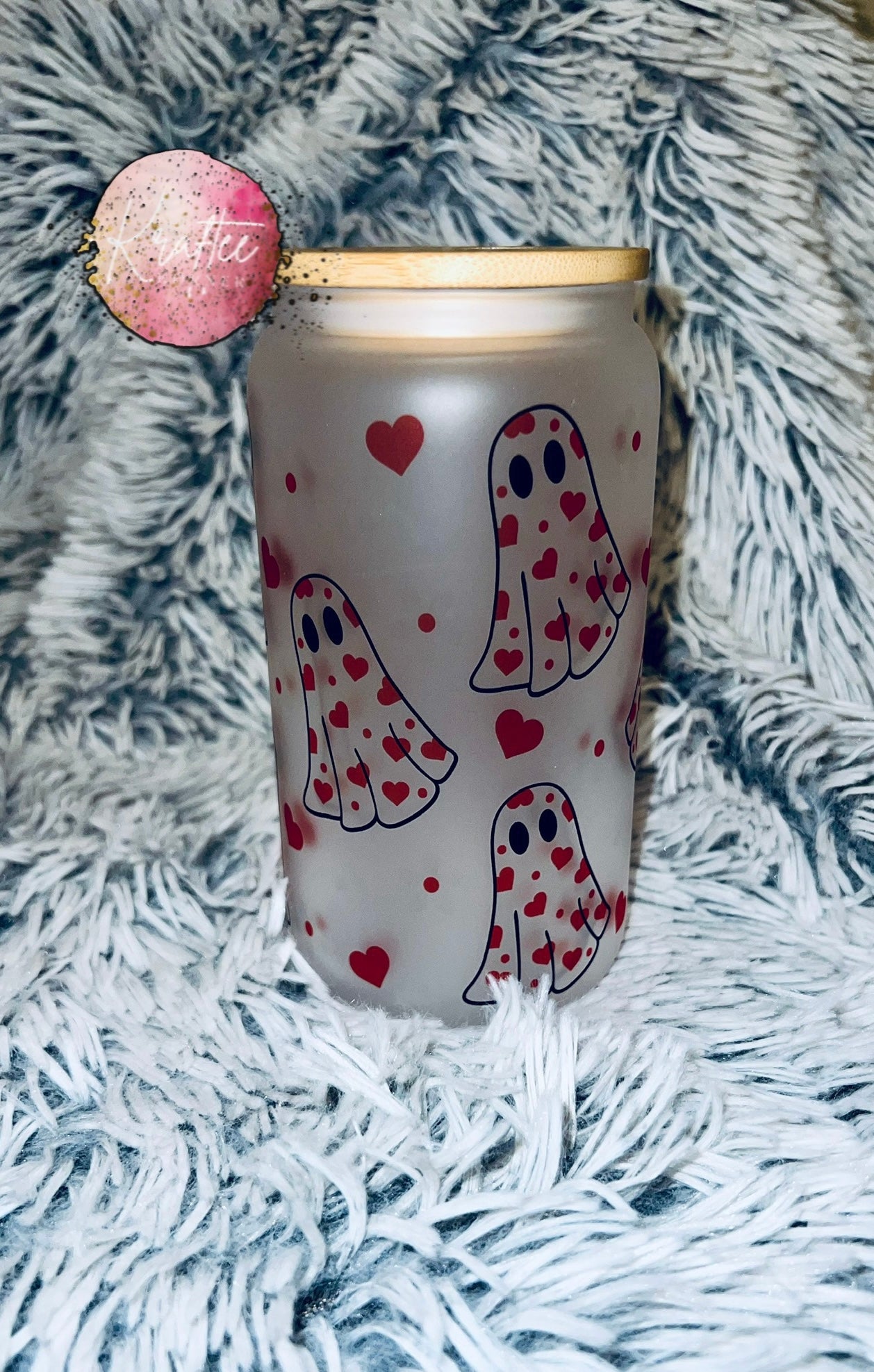 Heart Ghosts 16oz Libby Glass