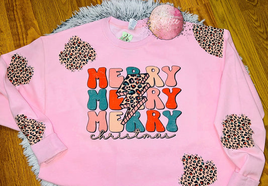 Merry Christmas Cheetah Bolt Adult Unisex Crewneck Sweatshirt