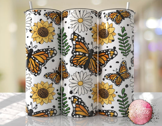 Floral Butterfly 20oz Skinny Tumbler