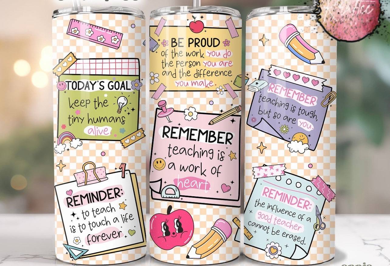 Teacher Post It Affirmations 20oz Skinny Tumbler