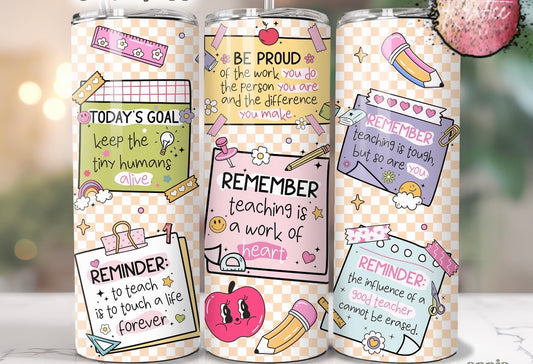 Teacher Post It Affirmations 20oz Skinny Tumbler