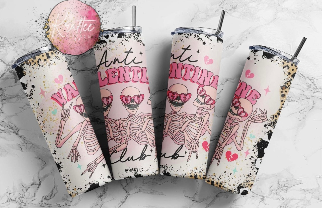 Anti Valentine Club Skellies 20oz Skinny Tumbler