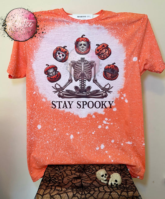 Stay Spooky Horror Pumpkins Bleached Unisex T-shirt