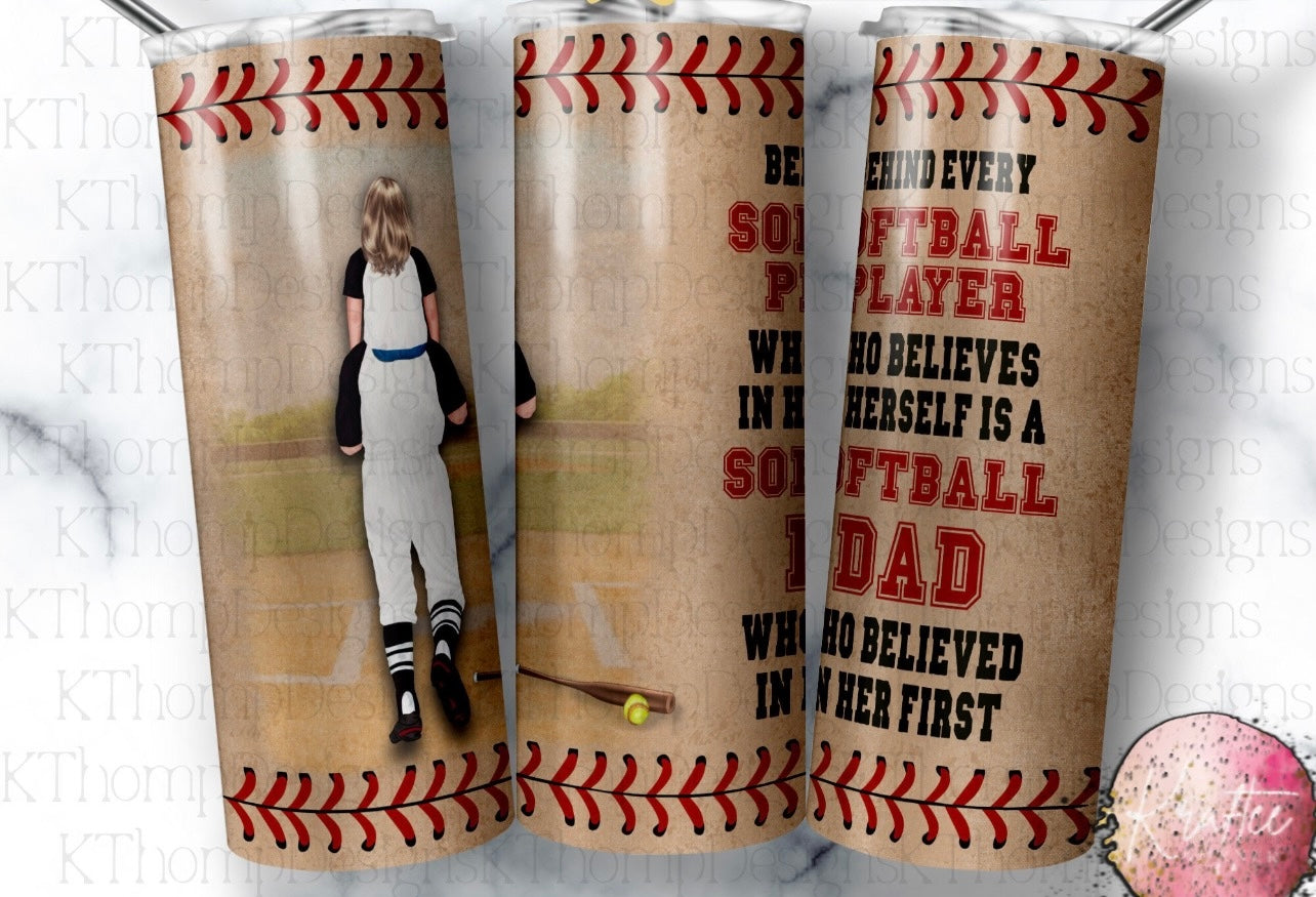 Softball Dad 20oz Skinny Tumbler