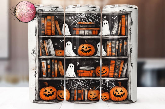 Halloween Bookshelf 20oz Skinny Tumbler