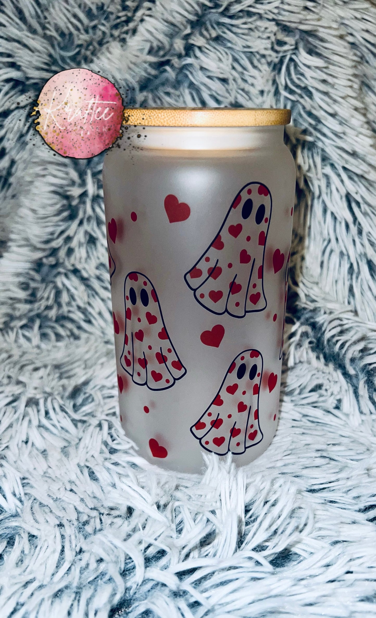 Heart Ghosts 16oz Libby Glass