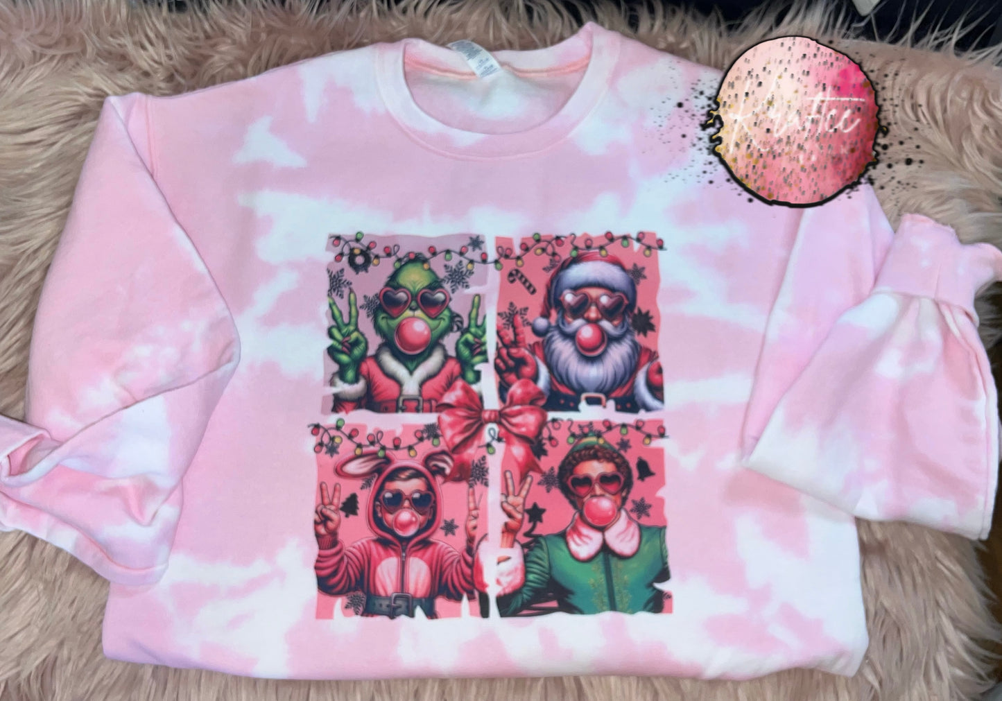Christmas Boys Bubble Bleached Unisex Crewneck Sweatshirt