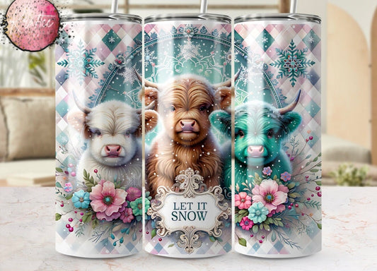 Let It Snow Cows 20oz Skinny Tumbler