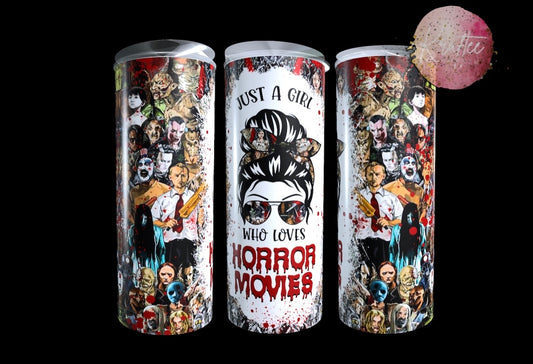 Horror Movies Messy Bun 20oz Skinny Tumbler