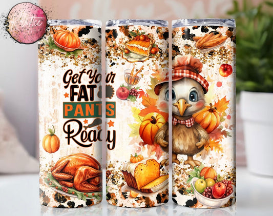 Fat Pants Turkey 20oz Skinny Tumbler