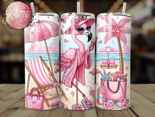 Beach Babe Flamingo 20oz Skinny Tumbler