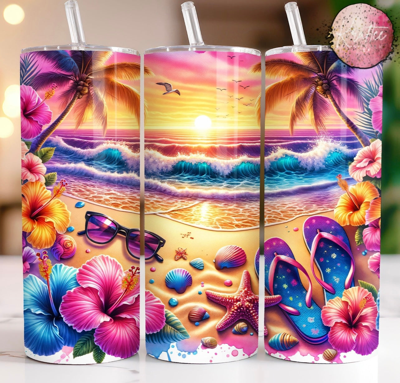 Beach Sunset 20oz Skinny Tumbler