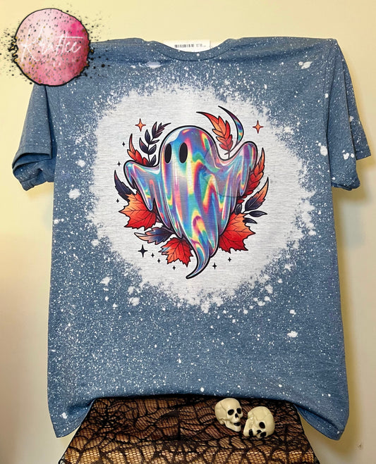 Holographic Fall Ghost Bleached Unisex T-shirt