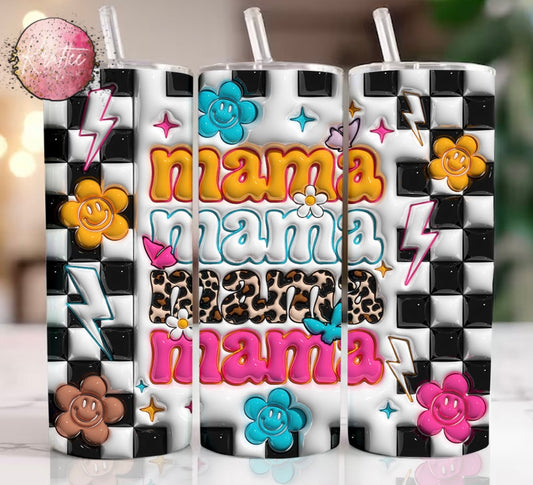 Mama Stacked Checkered 20oz Skinny Tumbler