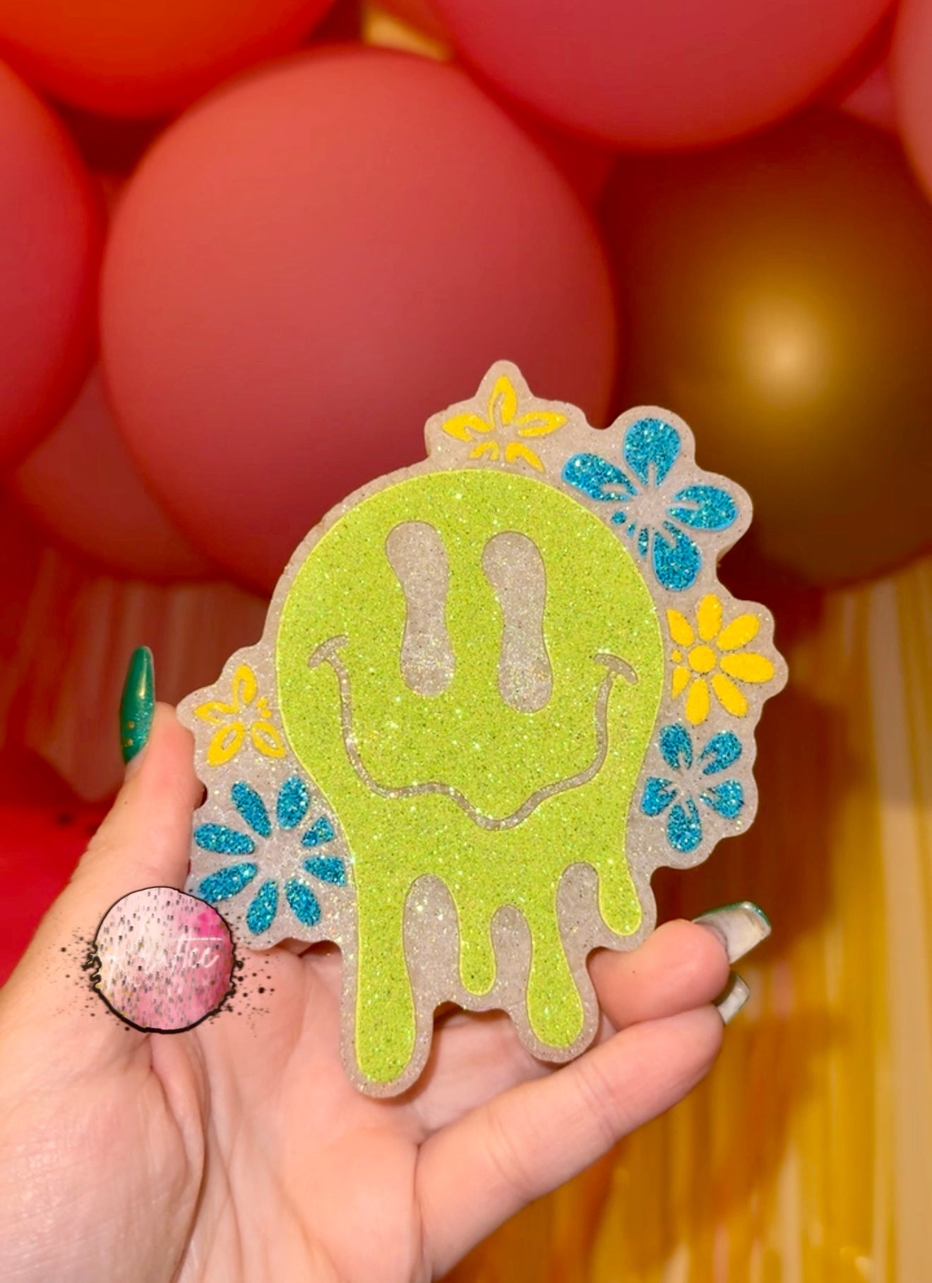 Floral Smiley Drip Car Freshie