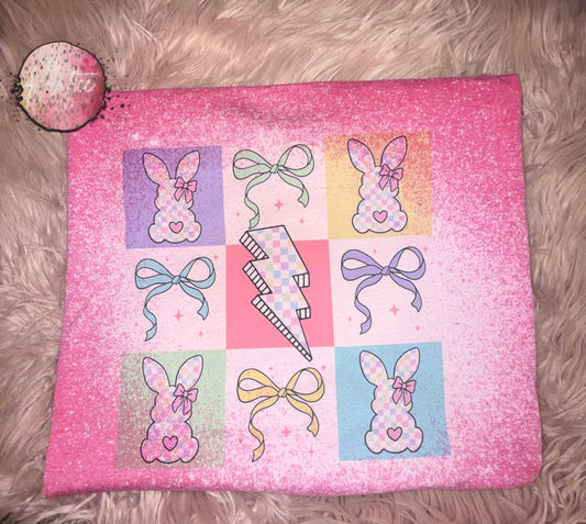 Checkered Bunny Coquette Bleached T-shirt