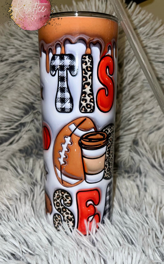 Tis The Season Football Drip 20oz Skinny Tumbler