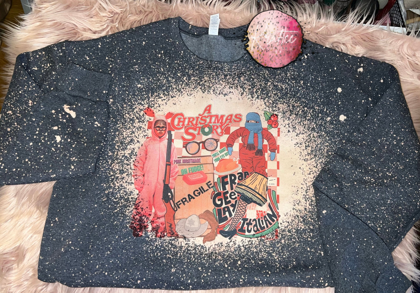 Christmas Story Bleached Unisex Crewneck Sweatshirt
