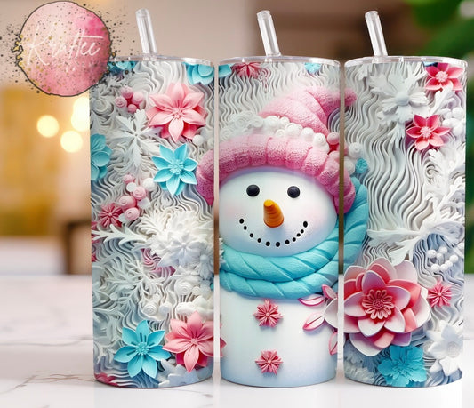 Floral Snowman 20oz Skinny Tumbler