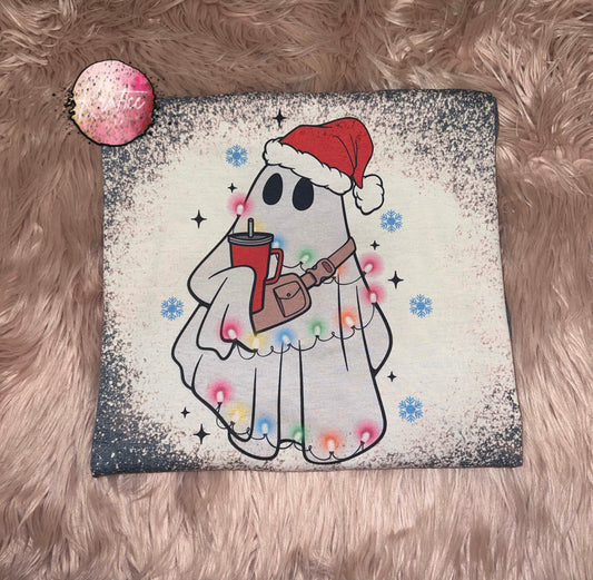 Christmas Ghost Bleached Unisex T-shirt