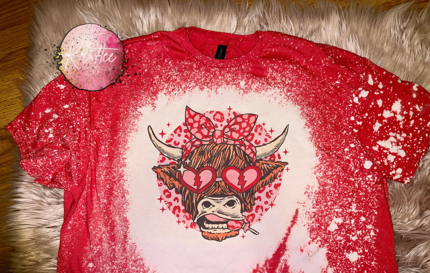 Valentine Cow Bleached Adult Unisex T-shirt