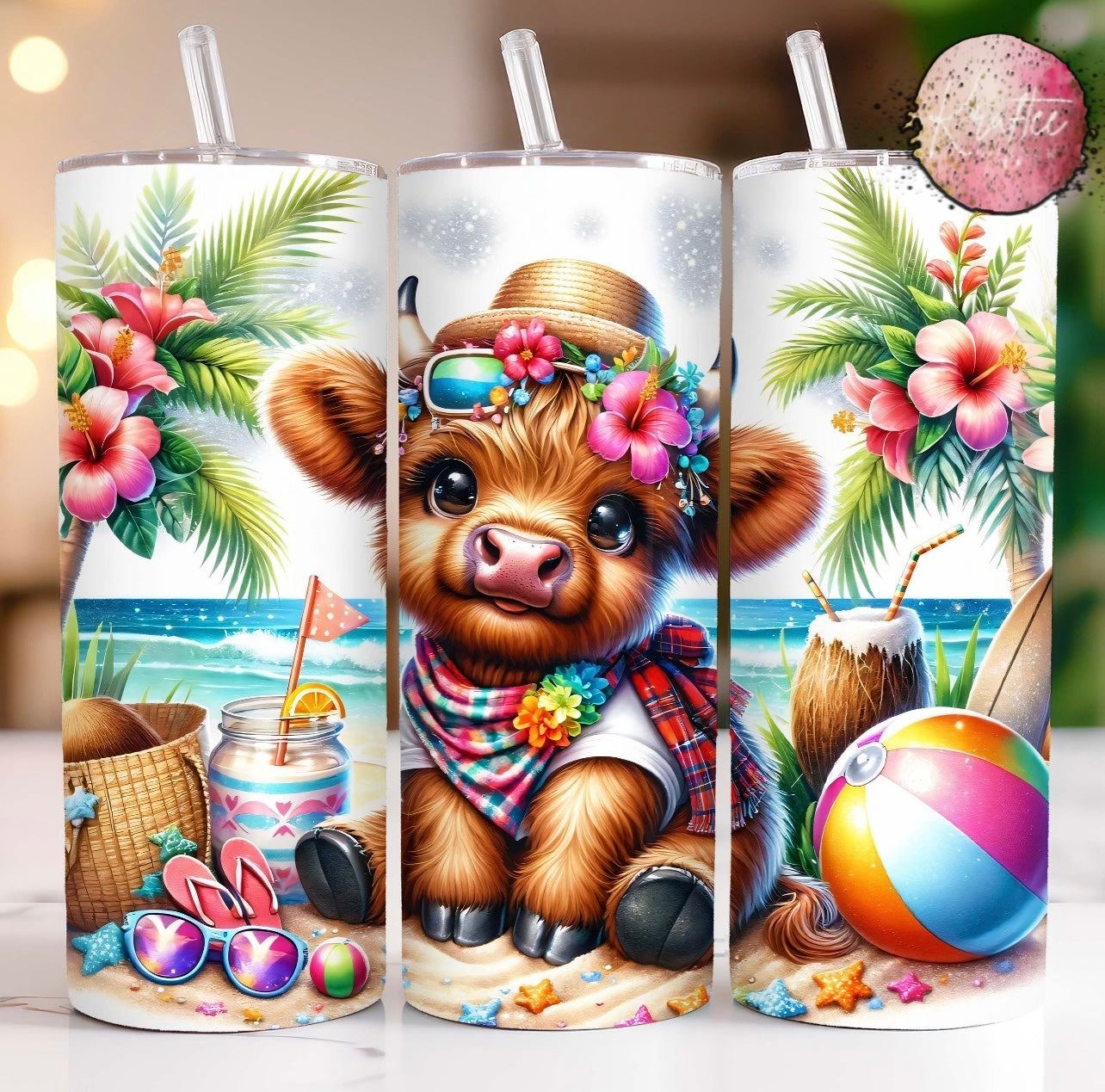 Beach Cow 20oz Skinny Tumbler