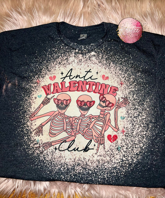Anti Valentine Club Skellies Bleached Adult Unisex T-shirt