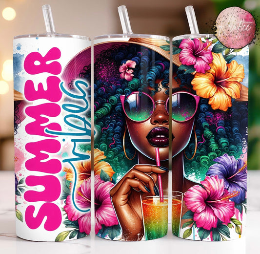 Summer Vibes Girl 20oz Skinny Tumbler