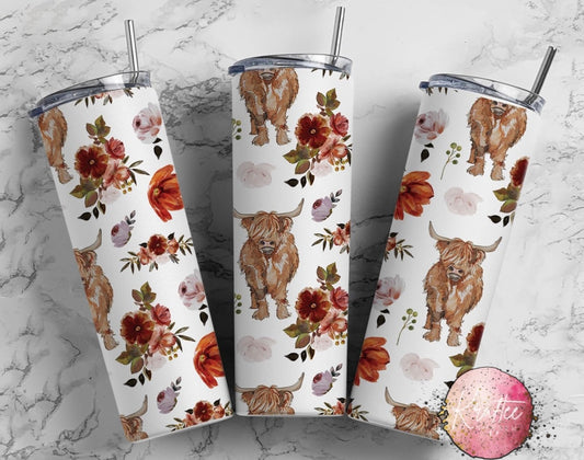 Floral Cows 20oz Skinny Tumbler