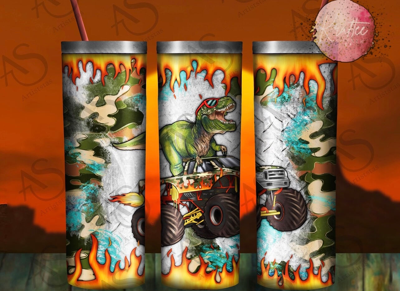 Dinosaur Monster Truck 20oz Skinny Tumbler